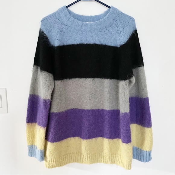 NWOT MOUSSY Alpaca  blend striped knit sweater size fits all - Picture 4 of 9